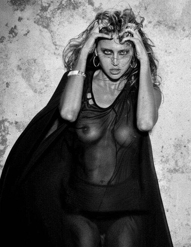 Estella Warren Explicit Nude Sheer Dress