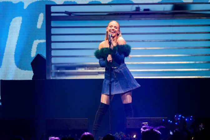 Freya Skye Sexy Legs Gold Mini Dress Jingle Ball