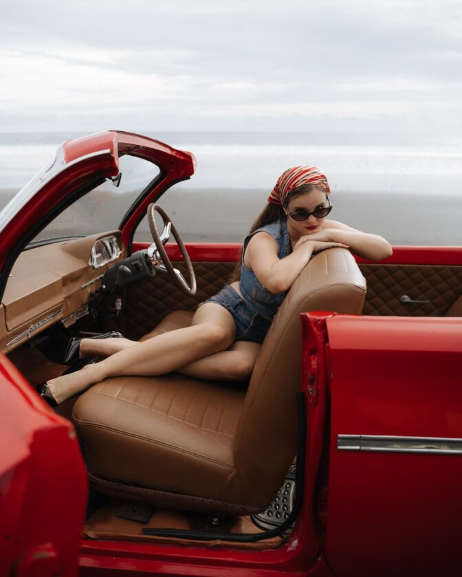 Isabella Ardley Sexy Beach Car Cleavage Pinup Photoshoot