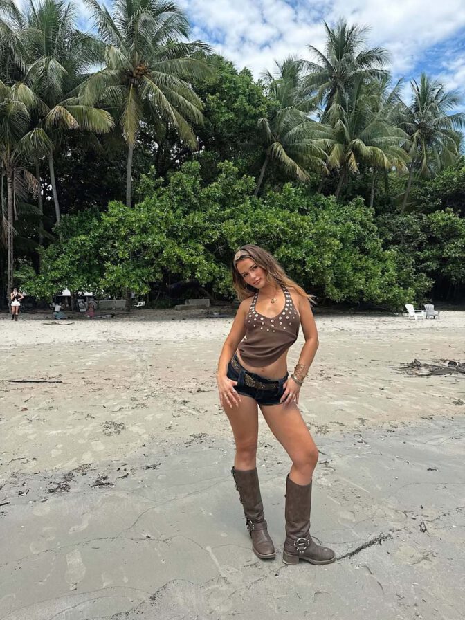 Isabelle Clarke Sexy Beach Cleavage Curves Cowgirl Boots