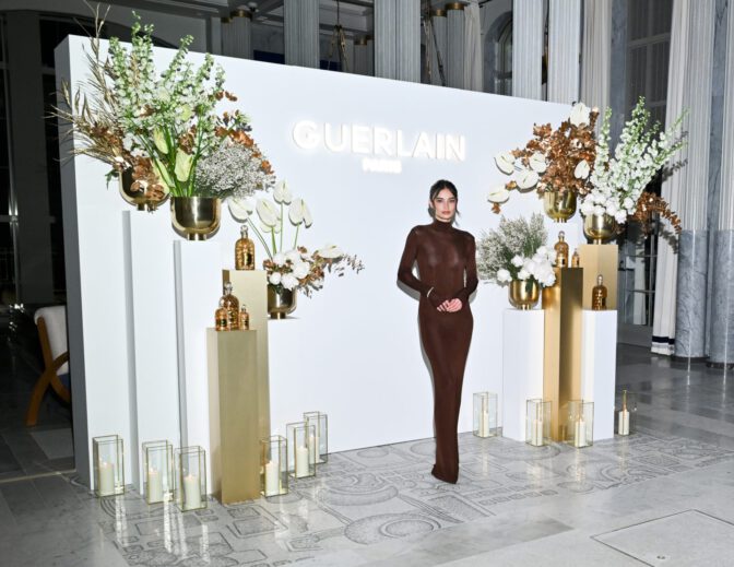 Kelsey Merritt Sheer Brown Dress Guerlain Nyc
