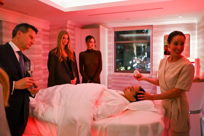 Kelsey Merritt Sheer Brown Dress Guerlain Nyc