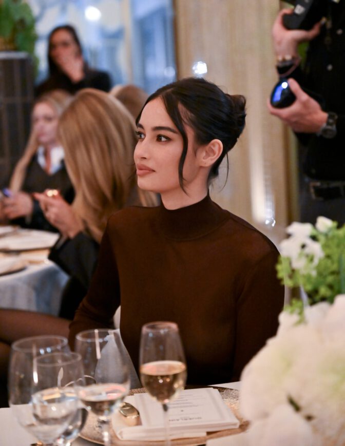 Kelsey Merritt Sheer Brown Dress Guerlain Nyc