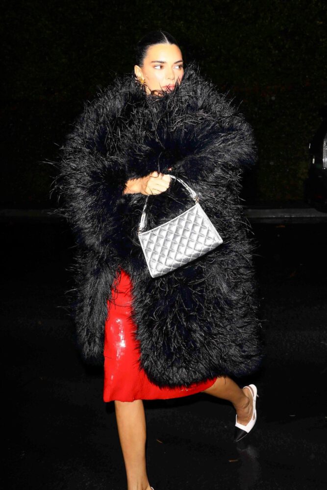 Kendall Jenner Red Dress Cleavage Christmas Eve La