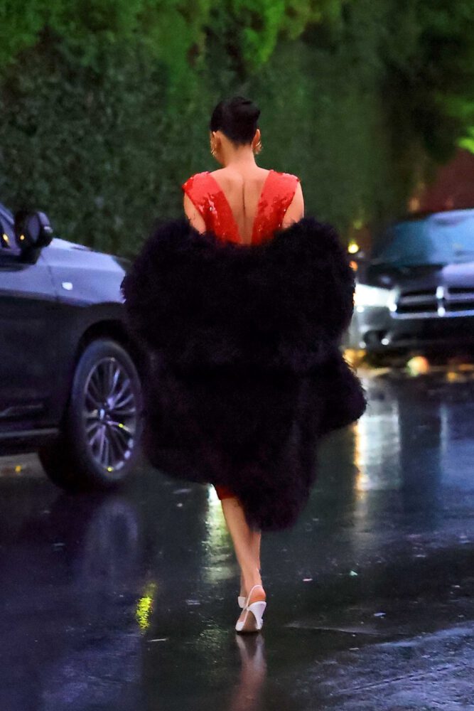 Kendall Jenner Red Dress Cleavage Christmas Eve La