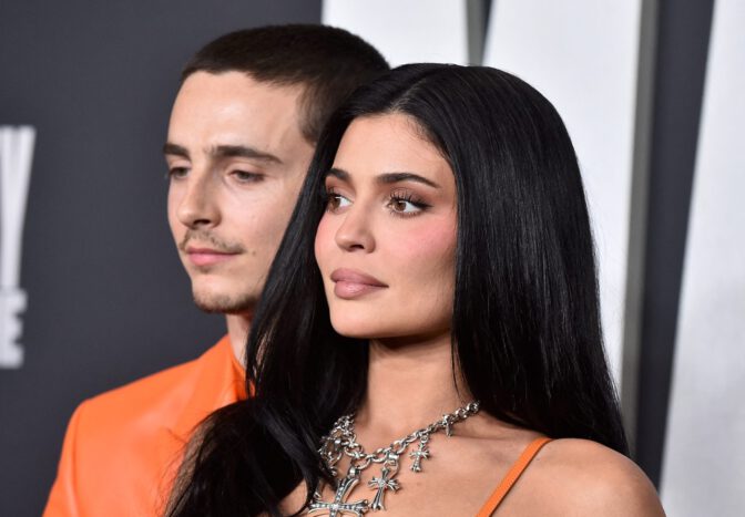 Kylie Jenner Braless Boobs Ass Orange Leather Marty Supreme