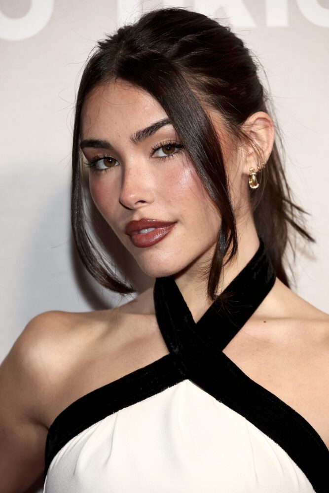 Madison Beer Sexy Mini Dress Sheer Tights