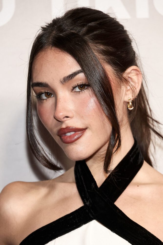 Madison Beer Sexy Mini Dress Sheer Tights