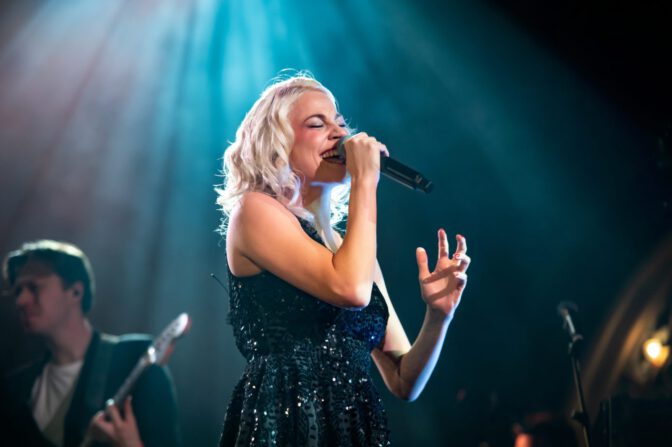 Pixie Lott Cleavage Legs Black Sequin Mini Union Chapel