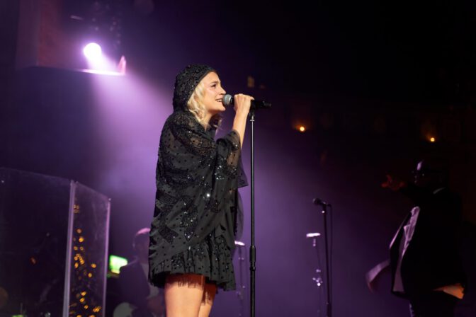 Pixie Lott Cleavage Legs Black Sequin Mini Union Chapel