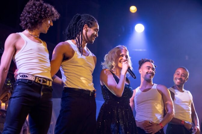 Pixie Lott Cleavage Legs Black Sequin Mini Union Chapel