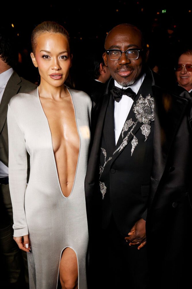Rita Ora Nearly Naked Deep V Dress Fashion Awards