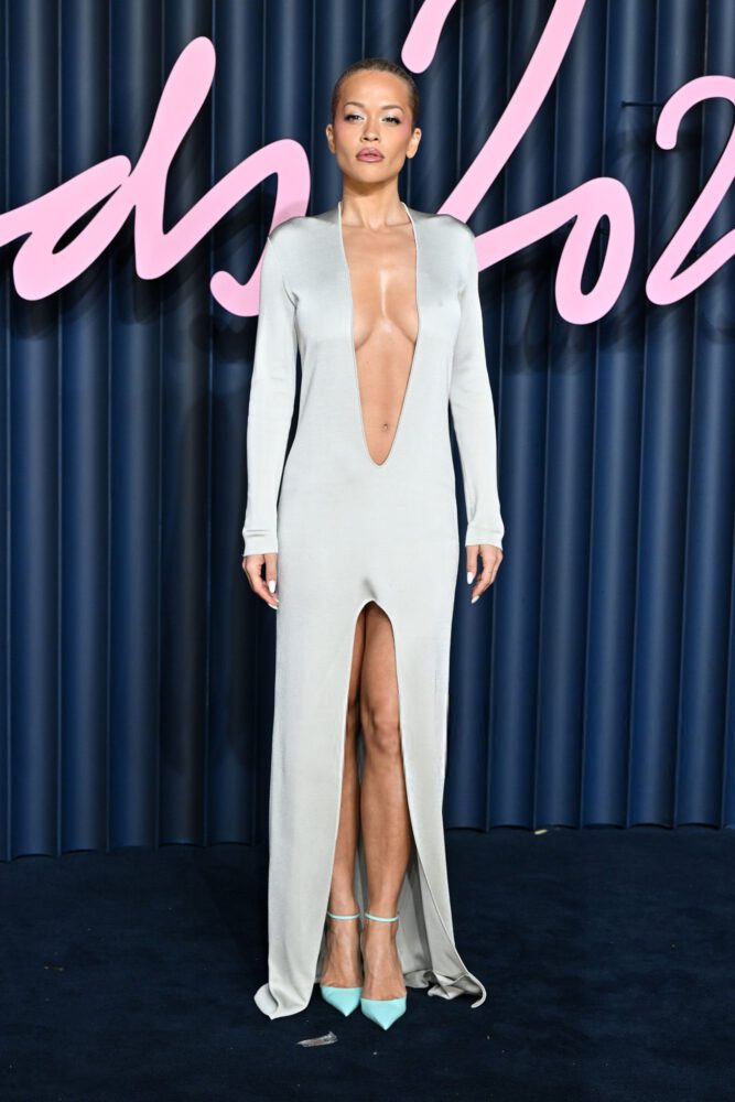 Rita Ora Nearly Naked Deep V Dress Fashion Awards