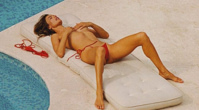 Naked Heat: Alessandra Ambrosio Topless in Red Thong Bikini