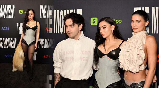 Charli XCX Busty in McQueen Leather Bra & Micro Shorts