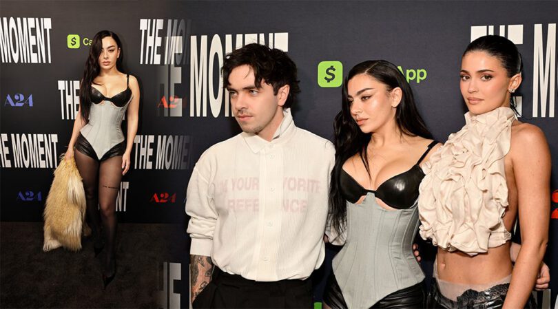 Charli XCX Busty in McQueen Leather Bra & Micro Shorts
