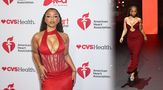 Chloe Bailey Huge Cleavage And Sheer Corset In NYC