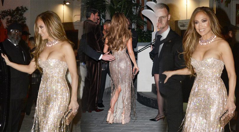 Jennifer Lopez Flaunts Curves in Tiny Plunging Crystal Gown