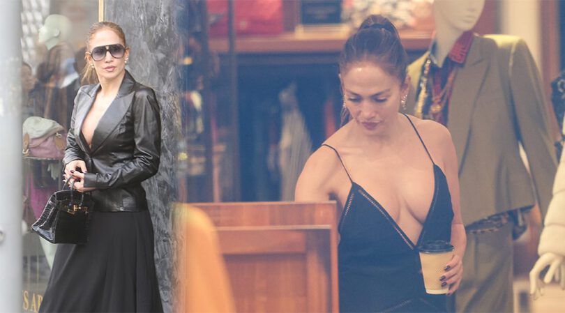 J.Lo’s Wild Rodeo Drive Plunge: Massive Cleavage in Black