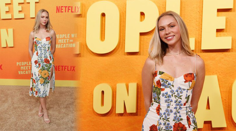 Jordyn Jones Rocks Floral Slit Dress at “People We Meet On Vacation” Premiere