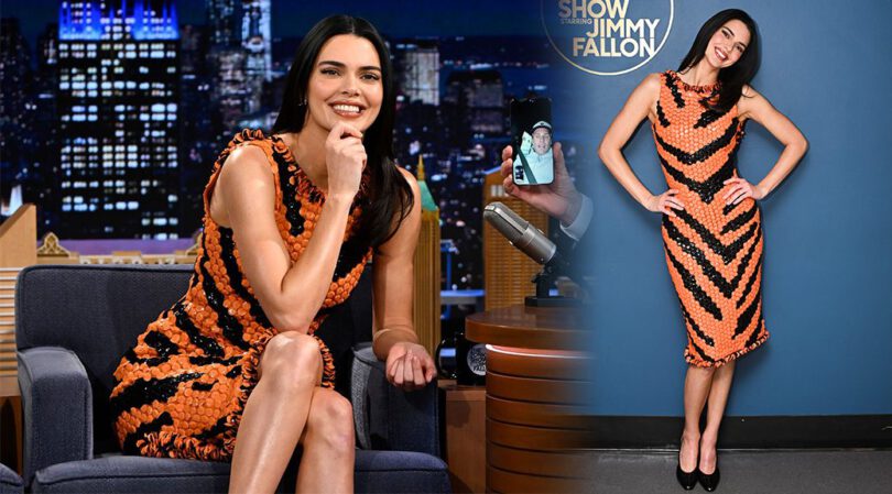 Kendall Jenner’s Skin-Tight Tiger Dress On Fallon