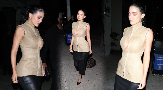 Kylie Jenner Bares Busty Cleavage in Unbuttoned Vintage Top