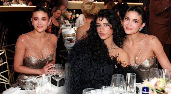 Kylie Jenner’s Busty Gold Gown At 2026 Golden Globes