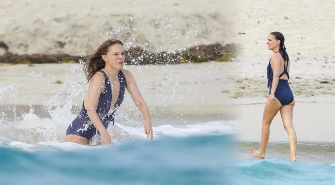 Natalie Portman Glows in Navy One-Piece During St. Barts Trip