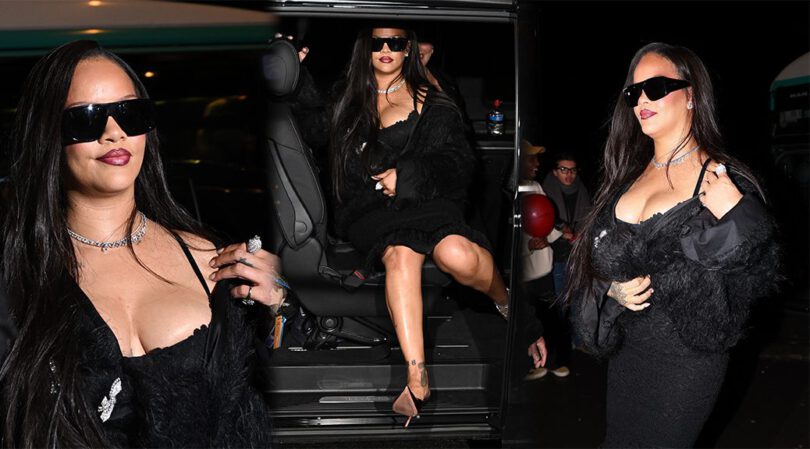 Rihanna Busty Black Lace Look at Laperouse Paris