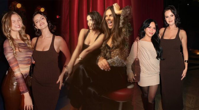 Selena Gomez Curves Pop in Skintight Brown Jacquemus Dress