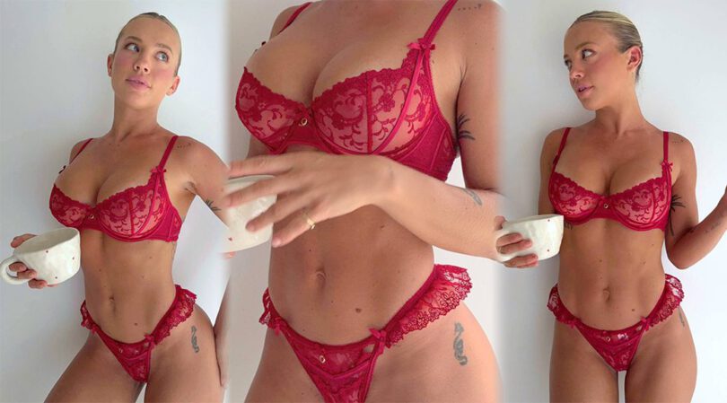 Tammy Hembrow Uncensored – Hot Sheer Red Lace Lingerie