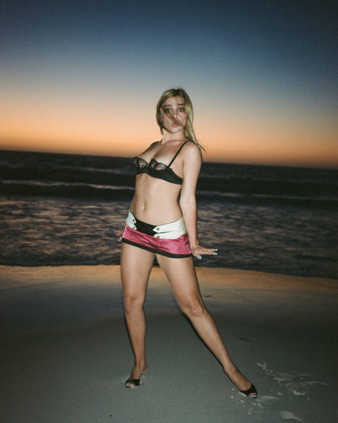 Addison Rae Sexy Lace Bra Beach Body