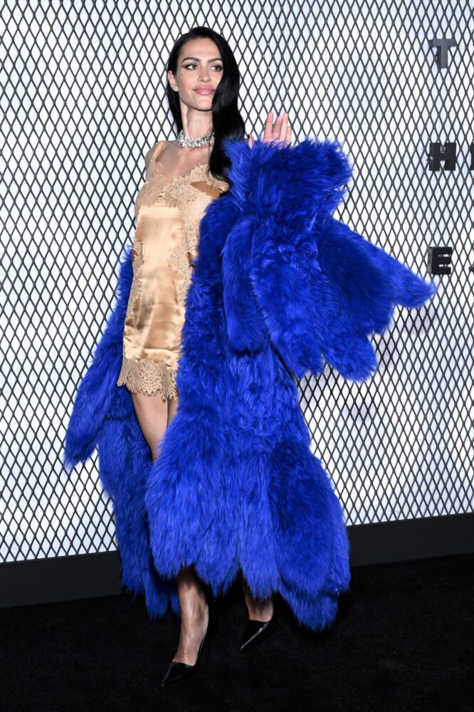 Amelia Hamlin Sexy Gold Slip Dress Nips Legs