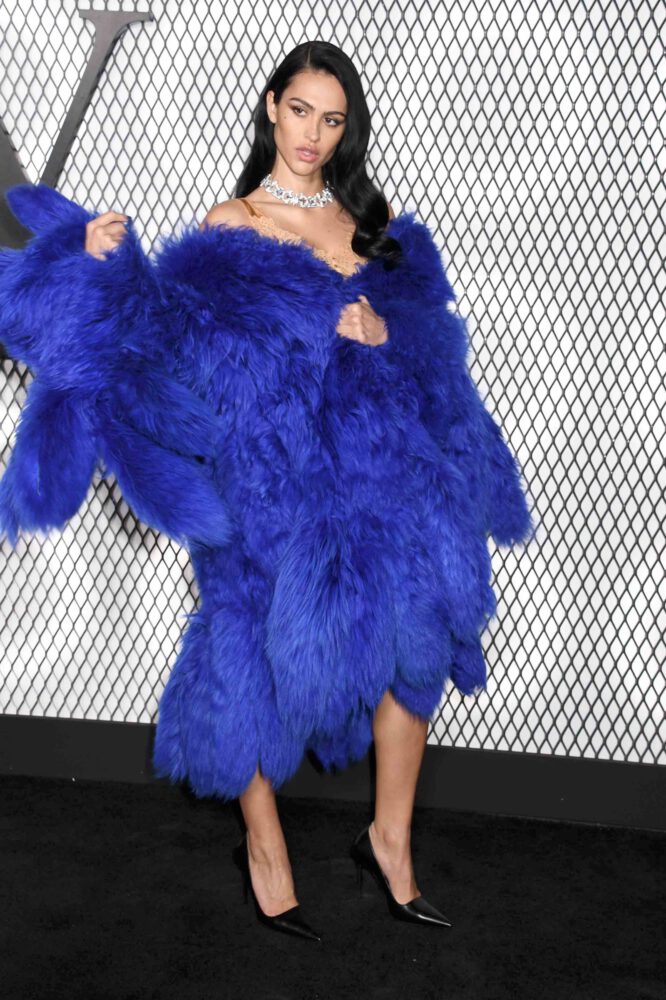 Amelia Hamlin Sexy Gold Slip Dress Nips Legs