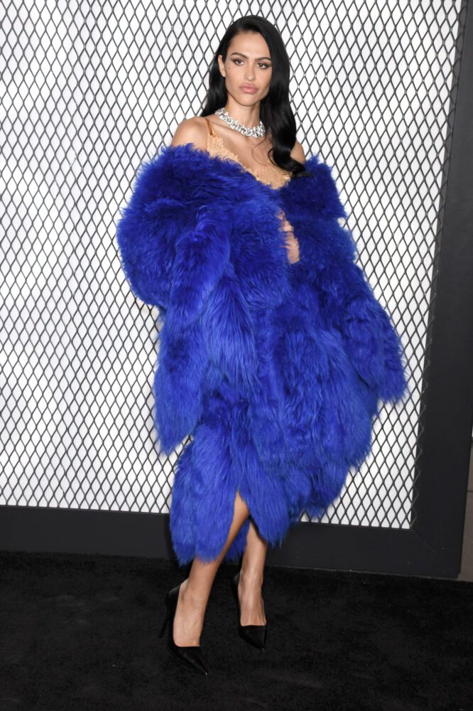 Amelia Hamlin Sexy Gold Slip Dress Nips Legs