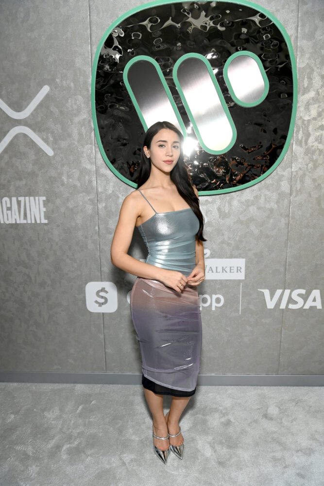 Caylee Cowan Braless Silver Dress Grammy Party