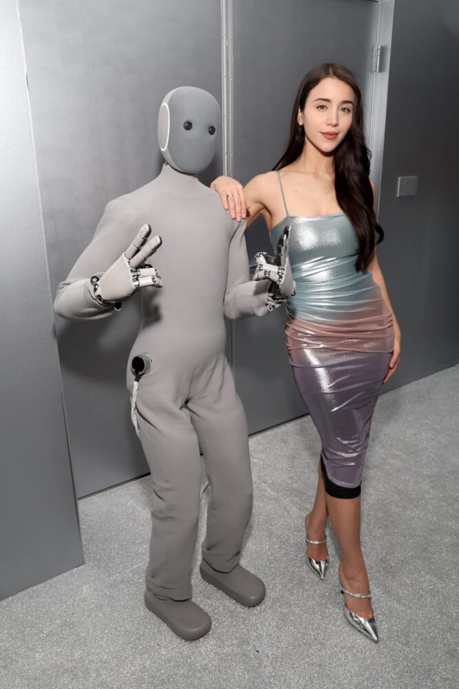 Caylee Cowan Braless Silver Dress Grammy Party