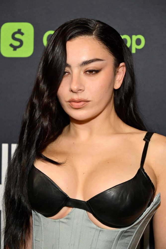 Charli Xcx Hot Cleavage Leather Micro Shorts