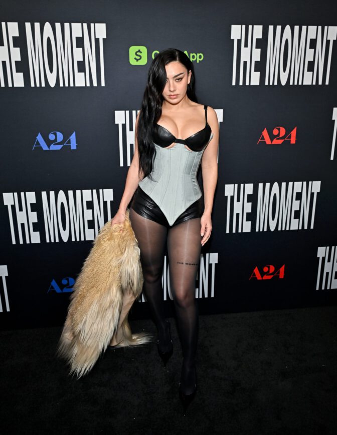 Charli Xcx Hot Cleavage Leather Micro Shorts