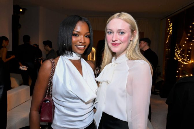 Dakota Fanning Leggy Armani Lace