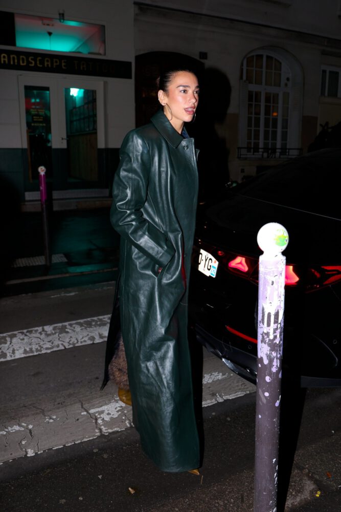 Dua Lipa Flashing Bra Open Shirt Paris