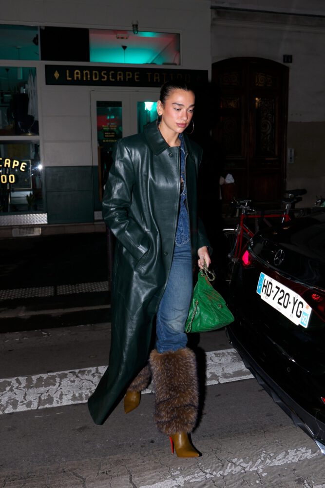 Dua Lipa Flashing Bra Open Shirt Paris