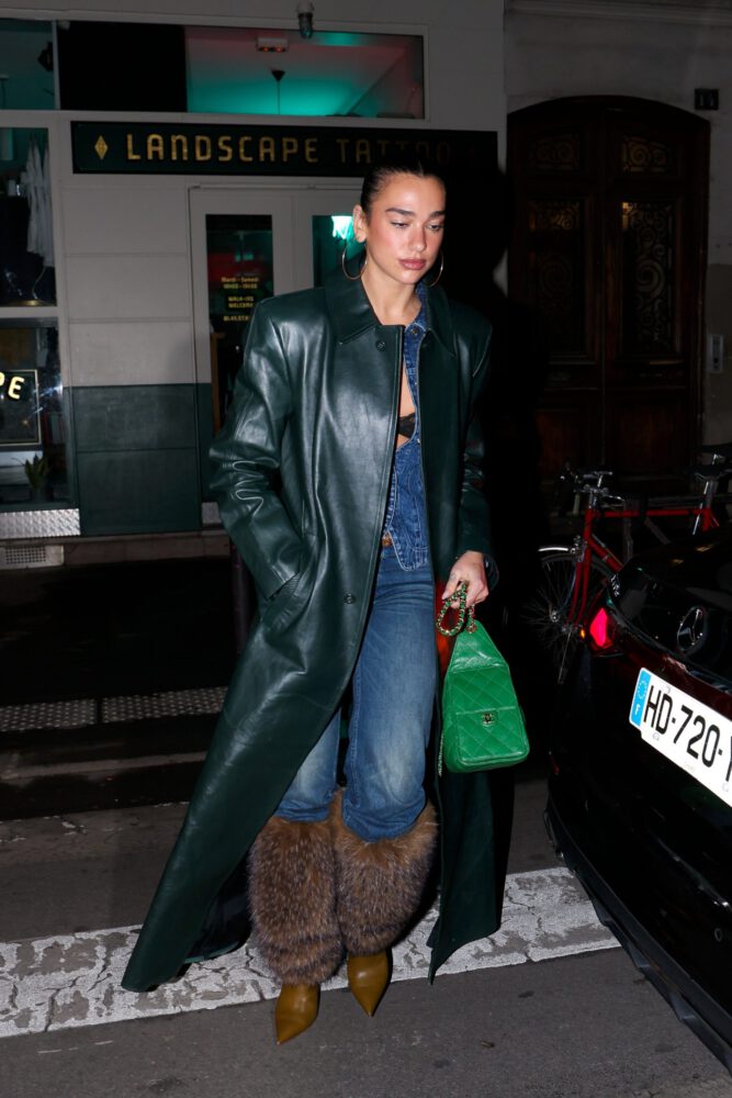 Dua Lipa Flashing Bra Open Shirt Paris