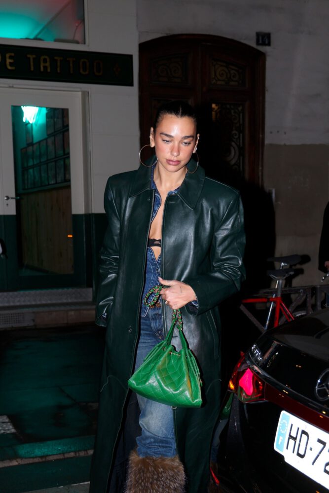 Dua Lipa Flashing Bra Open Shirt Paris