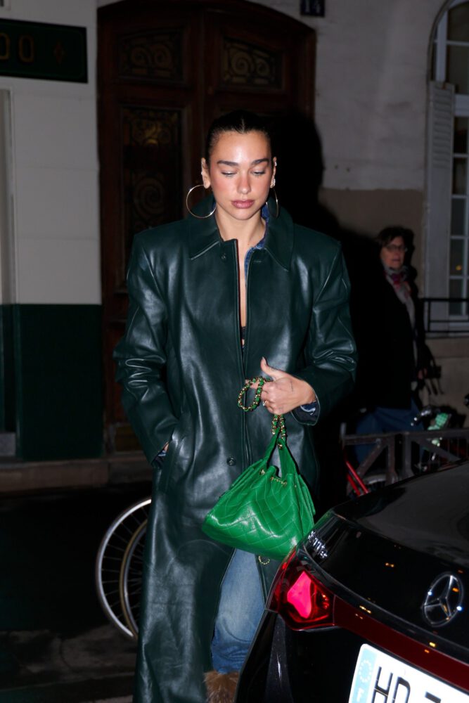 Dua Lipa Flashing Bra Open Shirt Paris