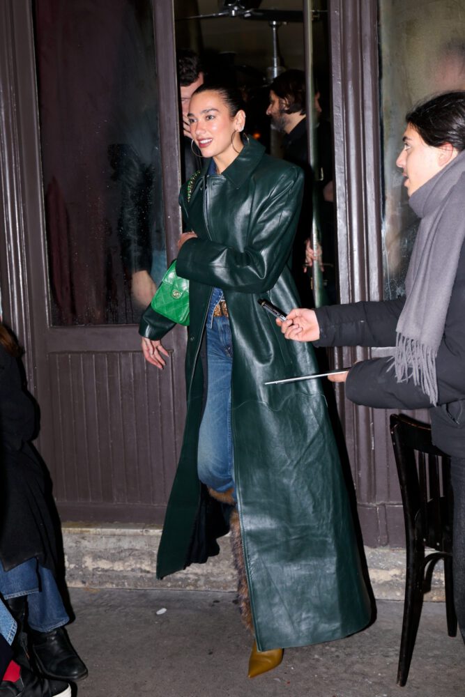 Dua Lipa Flashing Bra Open Shirt Paris