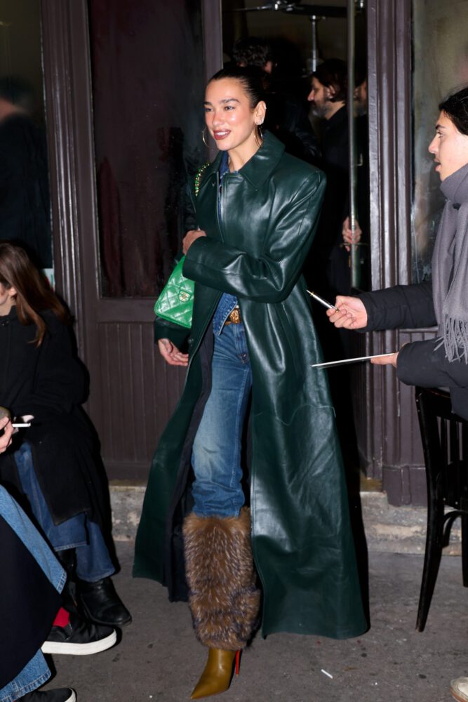 Dua Lipa Flashing Bra Open Shirt Paris