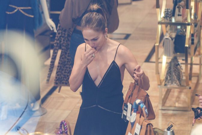 J Lo Sexy Cleavage Black Dress Curves