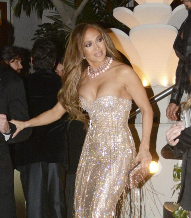 Jennifer Lopez Busty Crystal Corset Golden Globes After Party
