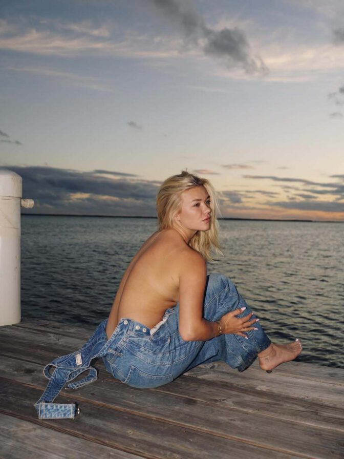 Katie Sigmond Topless Denim Overalls Cayman Islands